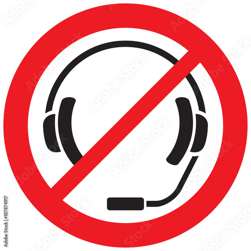 no headset sign (prohibition icon, not allowed symbol)