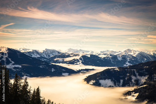 Austrian alps panorama. Mountains nature landscape. © nadianb