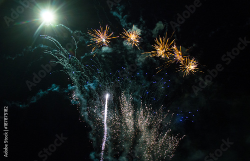 Fireworks with moon © noskaphoto