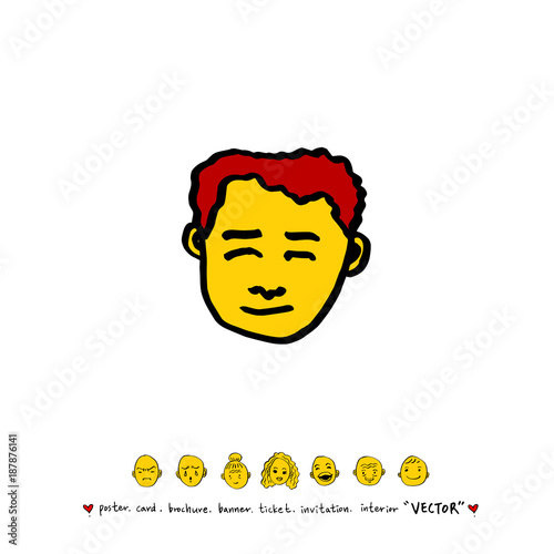 인물의 얼굴 / 손으로 그린 얼굴 표정 일러스트