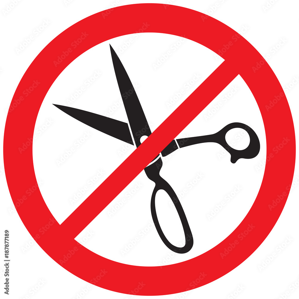 no scissors sign (prohibition symbol, not allowed icon) Stock Vector