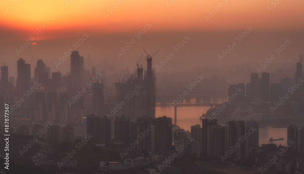 Chongqing city at sunset