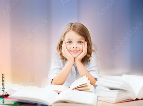 student girl reading book