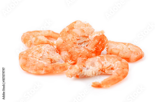 dried shrimp isolated on white.