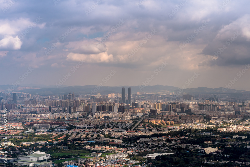 Cityscape top view of Kunming, Kunming is capital of Yunnan province most famous city in CHINA