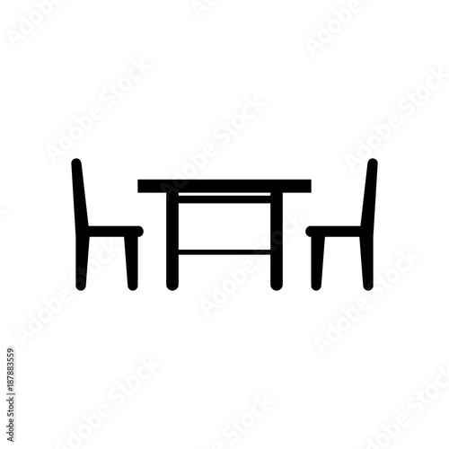 Dining room furniture of a table with chairs vector icon