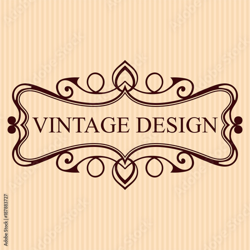 Vintage calligraphic label. Ornate logo template for design of invitations  greeting cards  banners  posters  placards  badges  hotel  restaurant  business identity. Vector illustration.