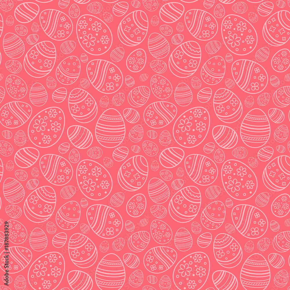 Vector seamless simple pattern with ornamental eggs. Easter holiday pink background for printing on fabric, paper for scrapbooking, gift wrap and wallpapers. Vector seamless simple pattern with ornamental eggs. Easter holiday pink background for printing on fabric, paper for scrapbooking, gift wrap and wallpapers.