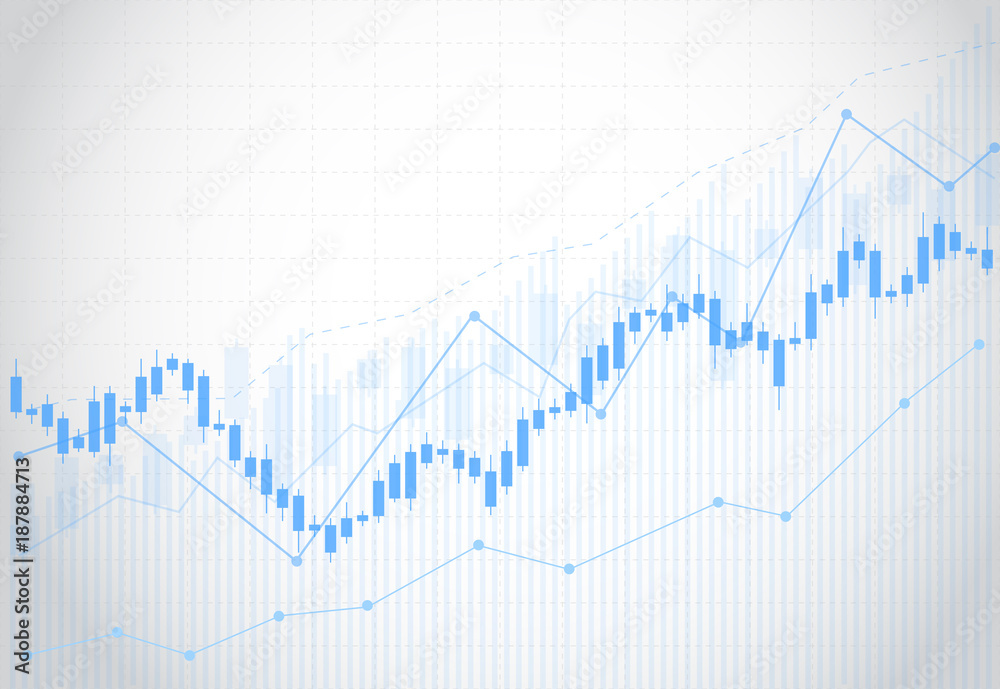 Business candle stick graph chart of stock market investment trading on white background design. Bullish point, Trend of graph. Vector illustration