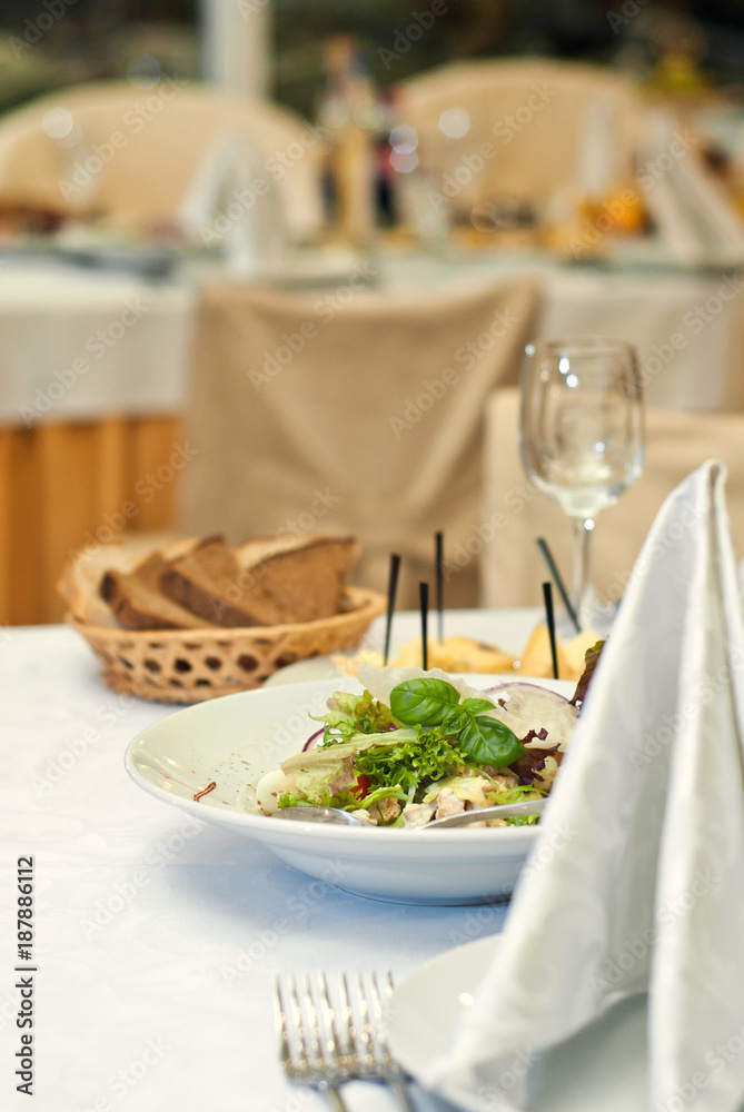 delicious dishes on the table in the restaurant delicious dishes on the table in the restaurant