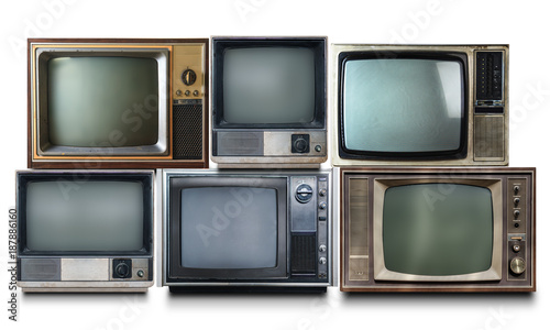 Vintage TV isolated on white background