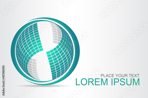Logo stylized spherical surface with abstract shapes