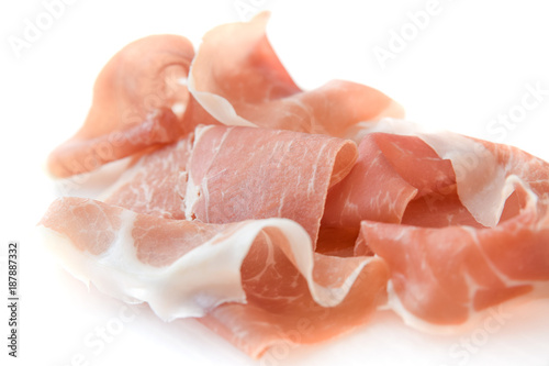 prosciutto ham in white background