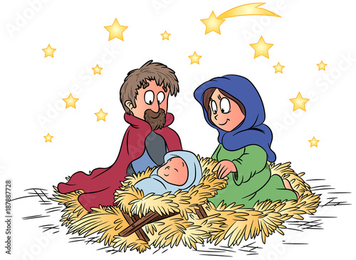 Maria und Josef mit Jesuskind - Vektor-Illustration photo