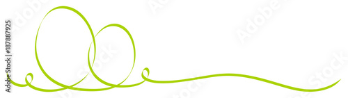 2 Connected Calligraphy Green Easter Eggs Ribbon