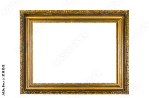 Empty wooden frame on the white background