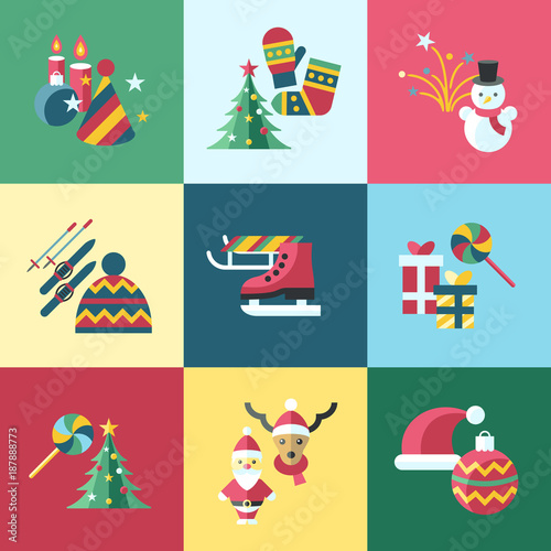 Digital vector christmas and new year holidays set