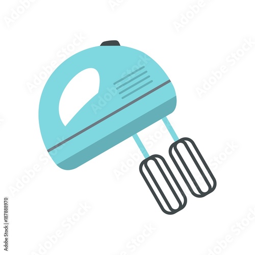 Blue electric mixer icon, flat style