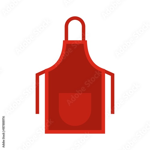 Red apron icon, flat style