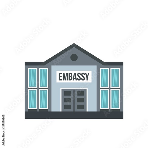 Embassy icon, flat style