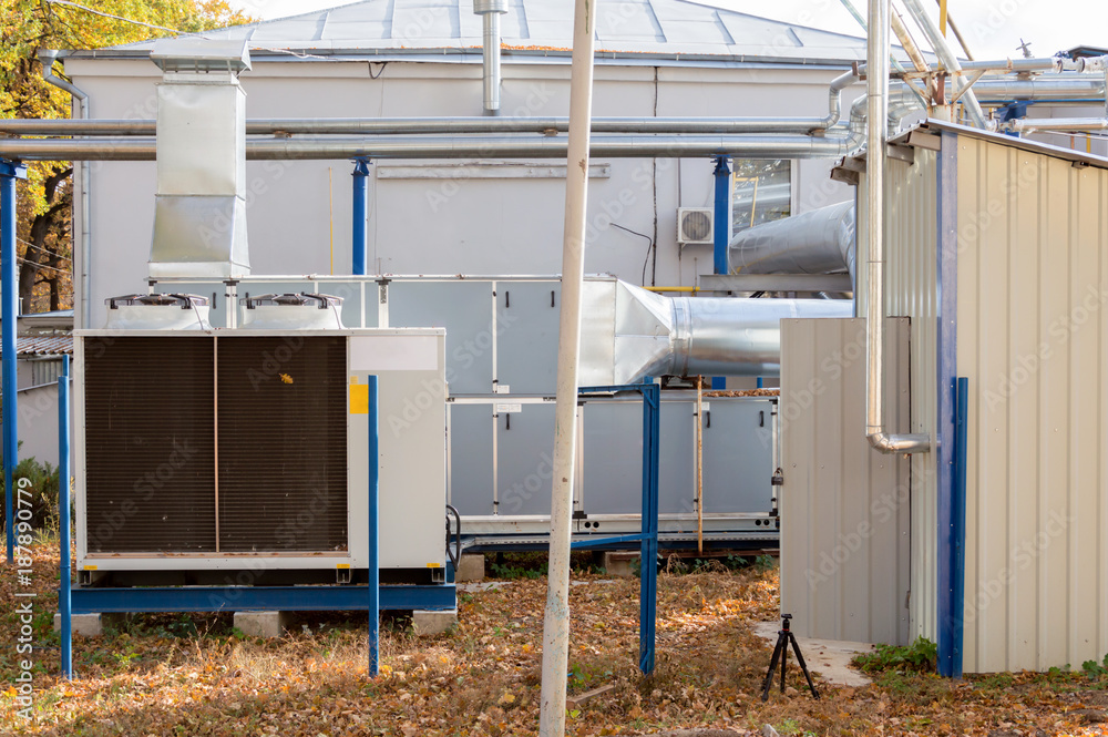 Front view of the gray industrial central conditioner with DX coil and ...