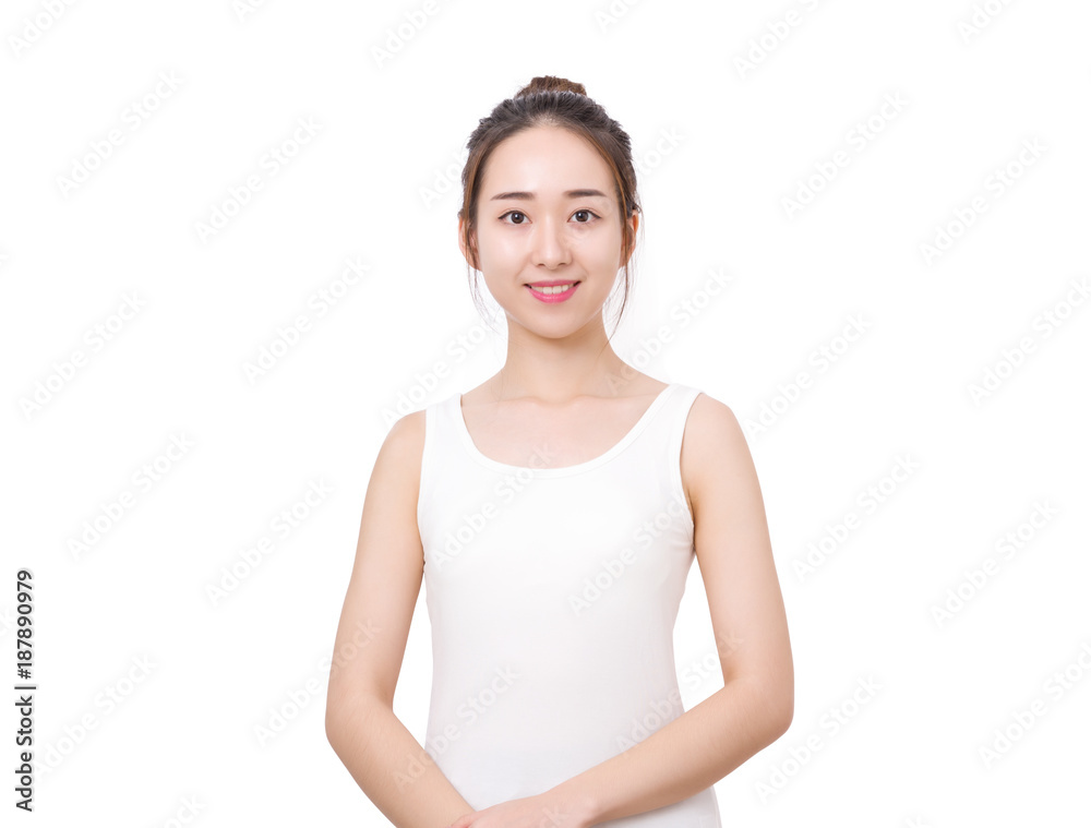 Young beautiful woman with perfect skin smiling and looking at camera. Young beautiful woman with perfect skin smiling and looking at camera.
