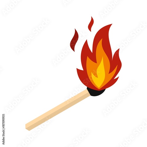 Match with fire icon, flat style