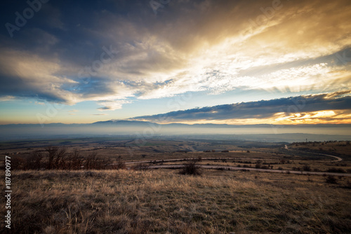 Sunset in the mountains.