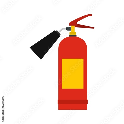 Red fire extinguisher icon, flat style