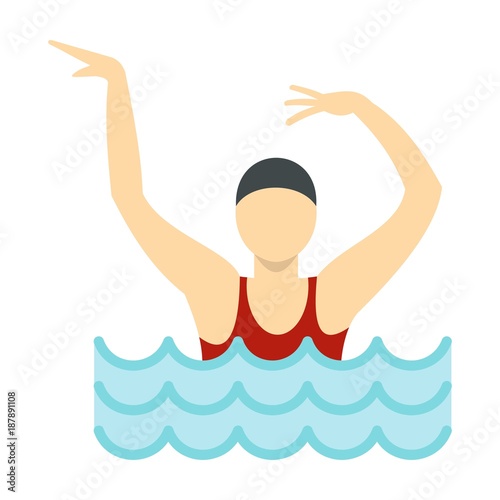 Dancing figure in a swimming pool icon, flat style