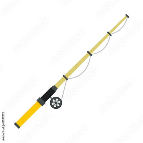 Rod and reel icon, flat style