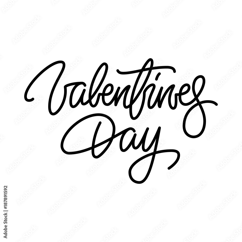 Valentines day, 14th february brushpen lettering, handwritten calligraphy for logo, design concepts, banners, badges, labels, postcards, invitations, prints, posters, web. Vector illustration.