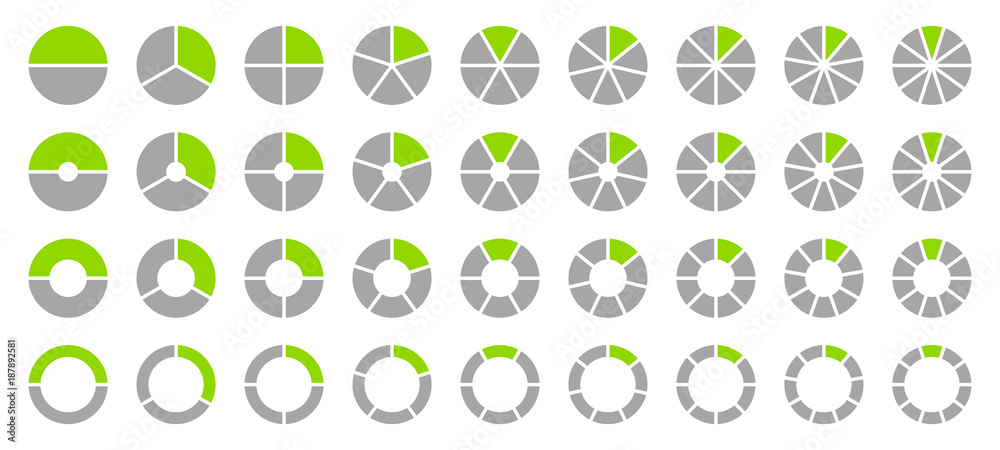 Set Pie Charts Grey/Green Set Pie Charts Grey/Green