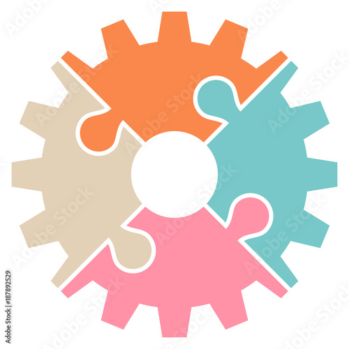 Gear Puzzle Graphic Retro Turn