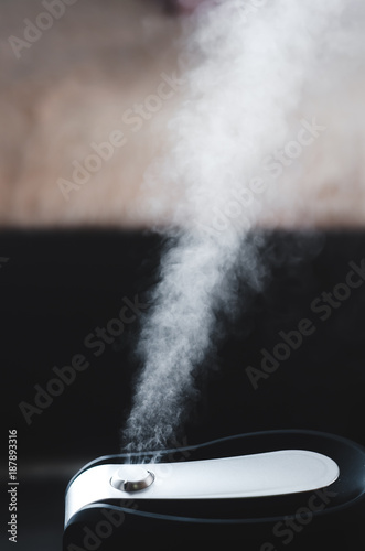 The steam from the humidifier night in a child's bedroom