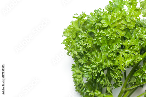 close up of parsley isolated on white background