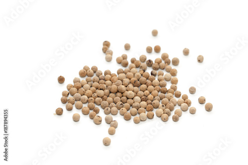 Pile of white pepper isolated on white background