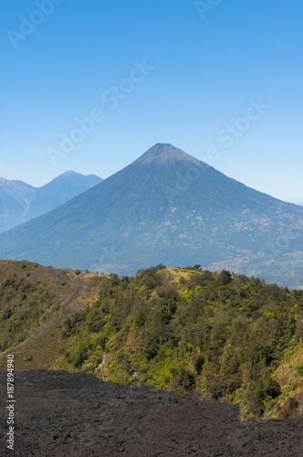 Panoramic view from volcano Pacaya to volcanic landscape in Guatemala