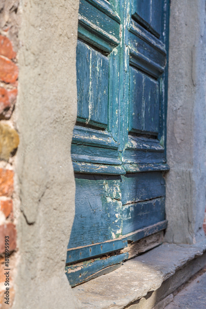 Close-up of Ancient Green Wooden Door Close-up of Ancient Green Wooden Door