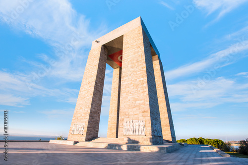 Canakkale Martyrs' Memorial against to Dardanelles Strait photo