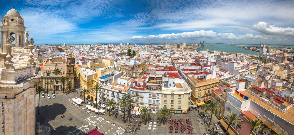 Panorama of Cadiz Town on a sunny day, Andalusia, Spain.