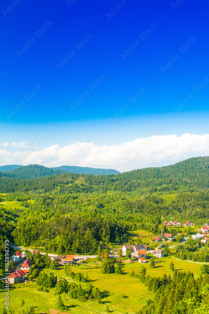     Beautiful town of Lokve in Gorski kotar, Croatia, in panoramic view 