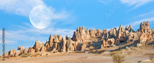 Panorama of unique geological formations in Cappadocia, Turkey "Elements of this image furnished by NASA "
