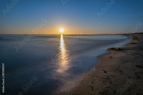 Colorful sunrise over the sea. Nature composition. Concept  weather or travel