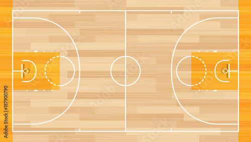 Realistic Vector Basketball Court. Basketball court on top.