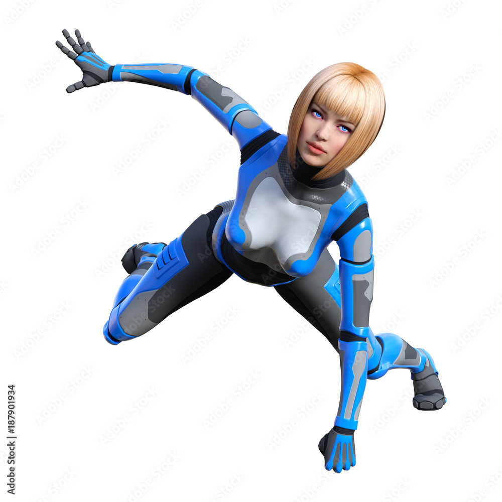3D Rendering Female Robot on White 3D Rendering Female Robot on White