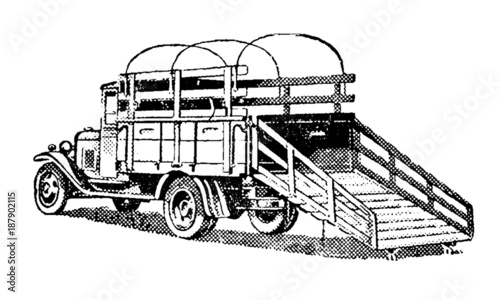 Vintage Farm Truck Illustration photo