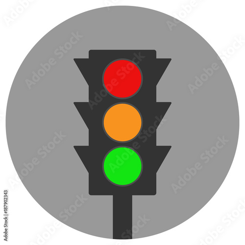 Traffic lights icon in circle. Vector.