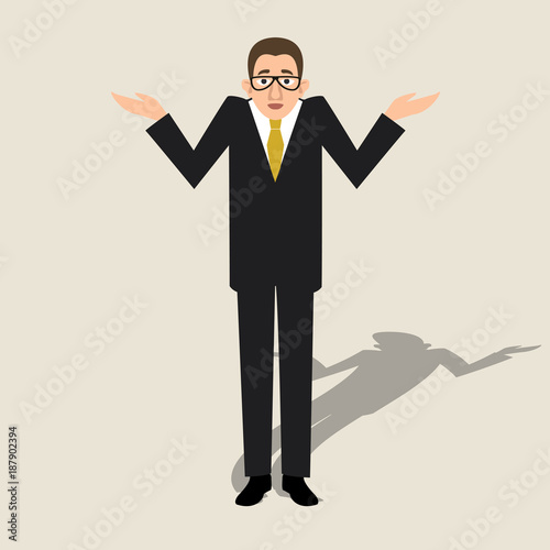 man raises his hands in bewilderment vector illustration