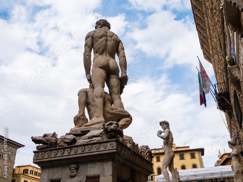 Statue of Hercules and Caco in Florence, Italy photo
